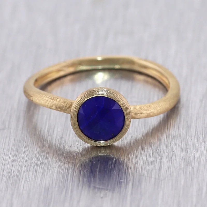 Women’s rings with carved rose quartz designs -Marco Bicego 18k Yellow Gold Jaiour Lapis Lazuli Stackable Ring