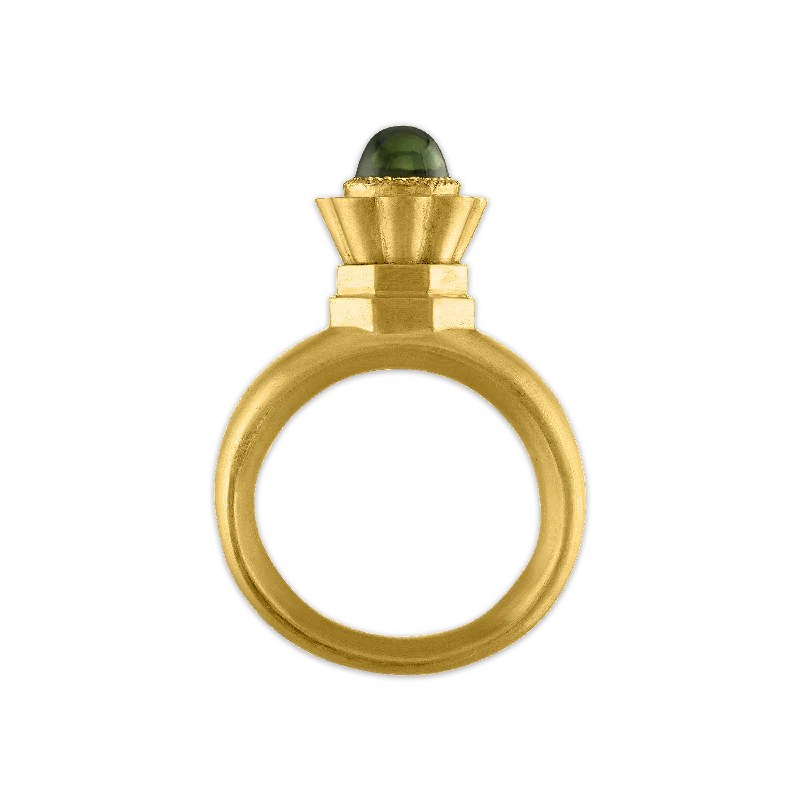 Women’s rings with radiant citrine for shine -Green Tourmaline Turris Ring