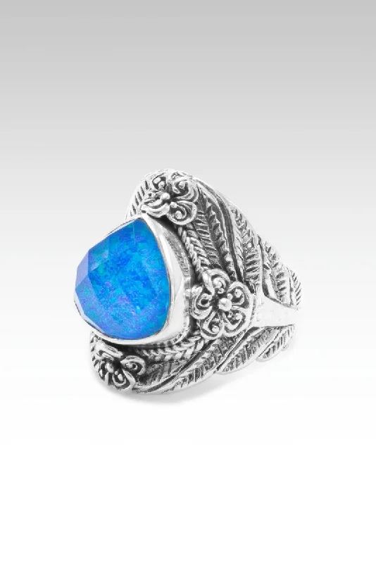 Women’s stretch rings for adjustable comfort fit -Beauty in Bloom Ring™ in Twilight Simulated Opal & Quartz Doublet