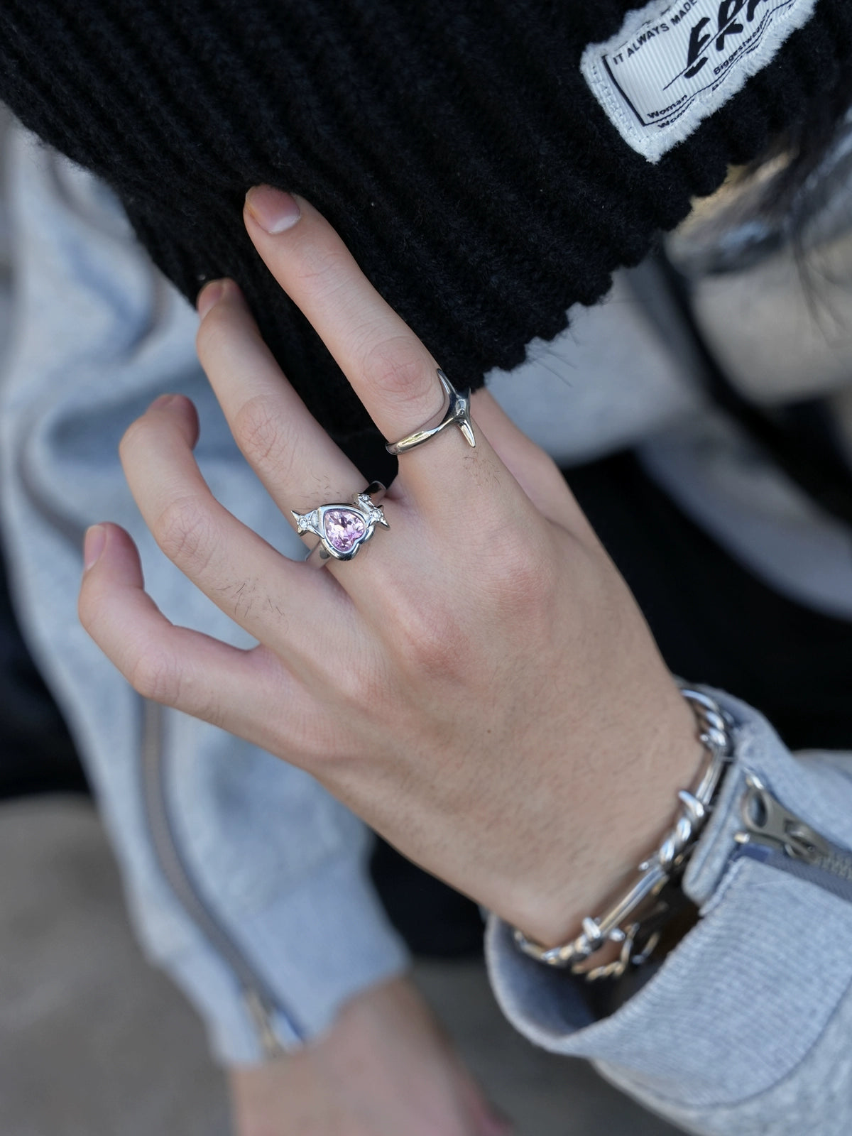 Women’s minimalist rings with polished onyx shine -Pink Heart Shaped Diamond Ring