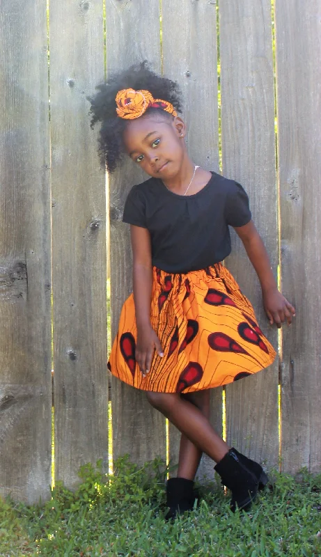 Sheath Dresses for Sophisticated -Girl’s African Skirt Set - Yellow with Red