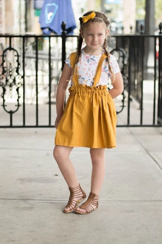 Beach Dresses for Coastal -Mustard Suspender Skirt