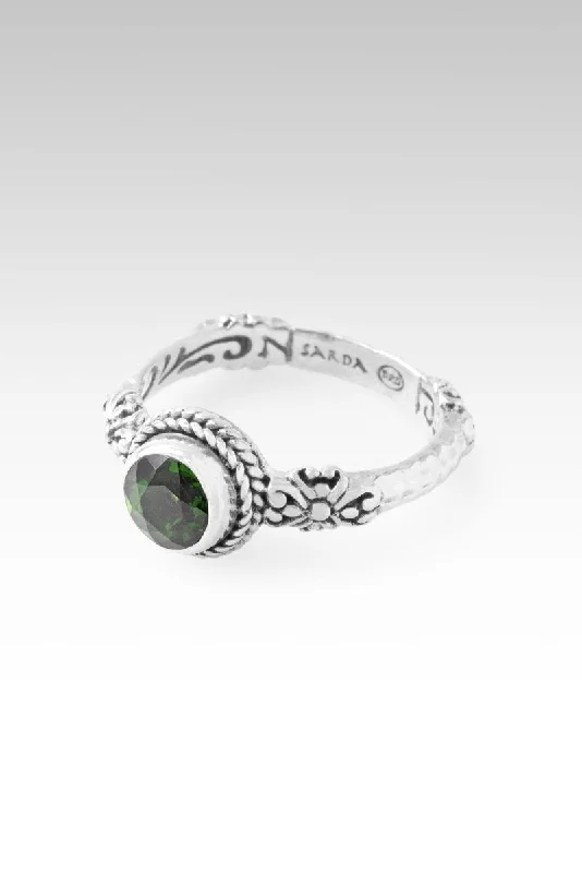 Women’s rings with peacock ore for iridescence -Cheerful Heart Ring™ in Chrome Diopside