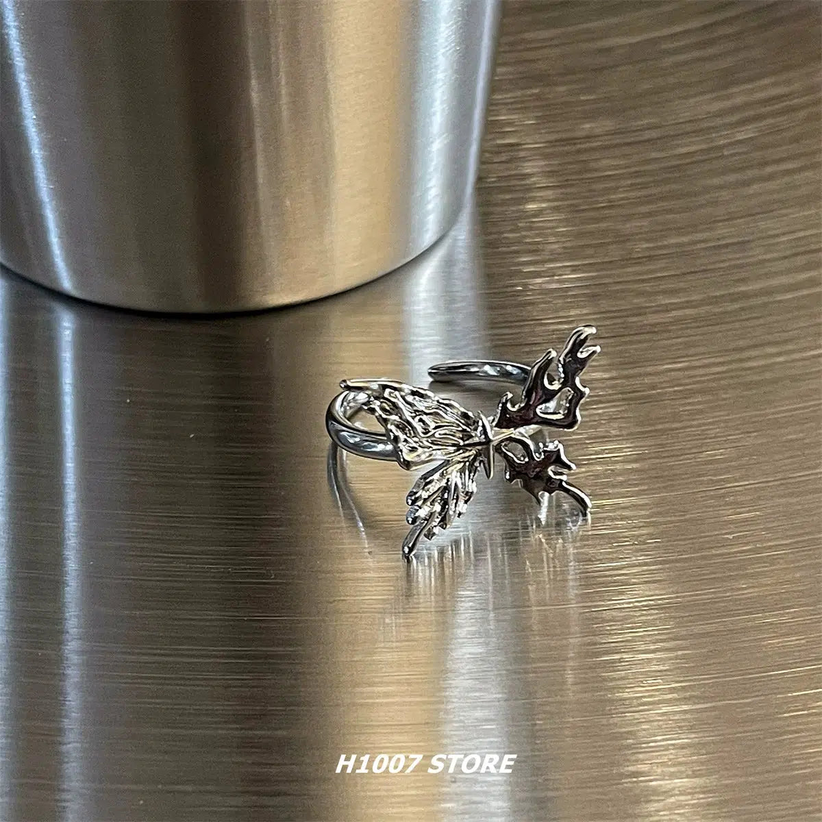 Wrinkled Texture Butterfly Ring