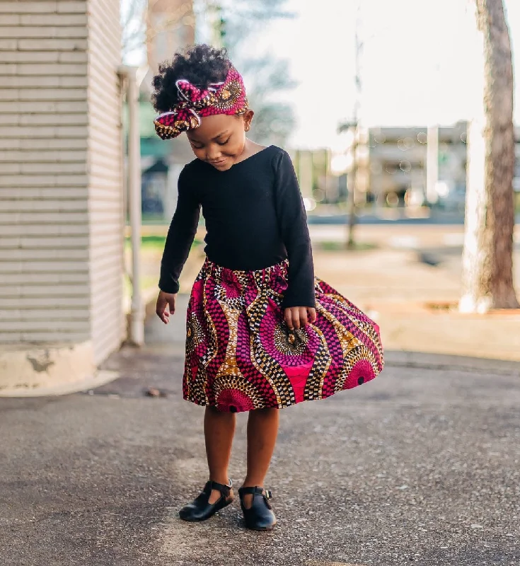 Denim Dresses for Casual Style -African Pink Skirt and Head Wrap