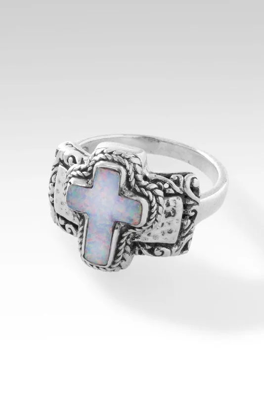 Women’s rings with sleek hematite for sheen -Deborah Ring™ in Cotton Candy Simulated Opal