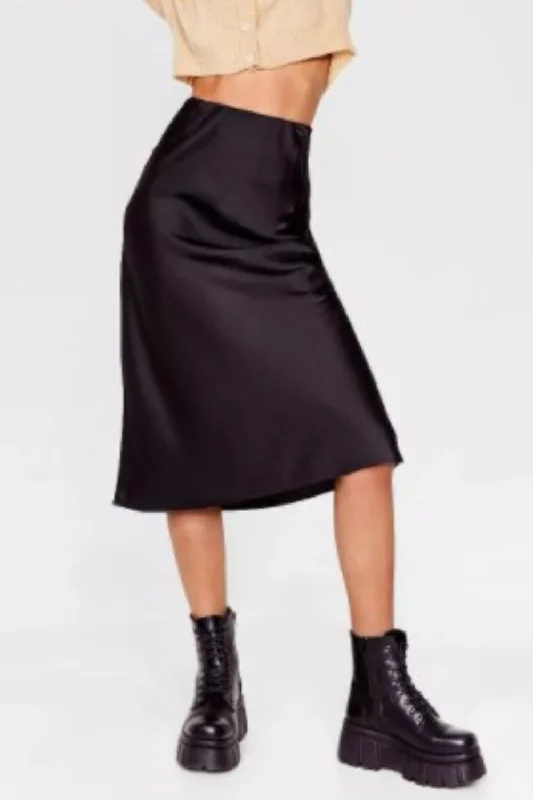 A-line Dresses for Flattering -Basic Silky Satin Skirt