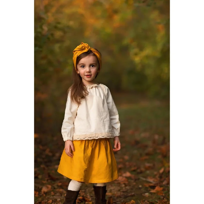 Retro Dresses for Throwback -Girls Mustard Boho Skirt Set