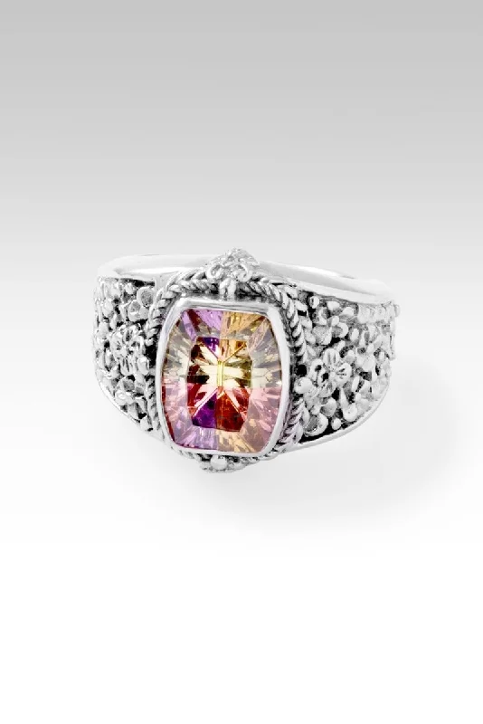 Women’s layered rings with mixed gemstone bands -Flowering Grace Ring™ in Lucky Stone Cubic Zirconia