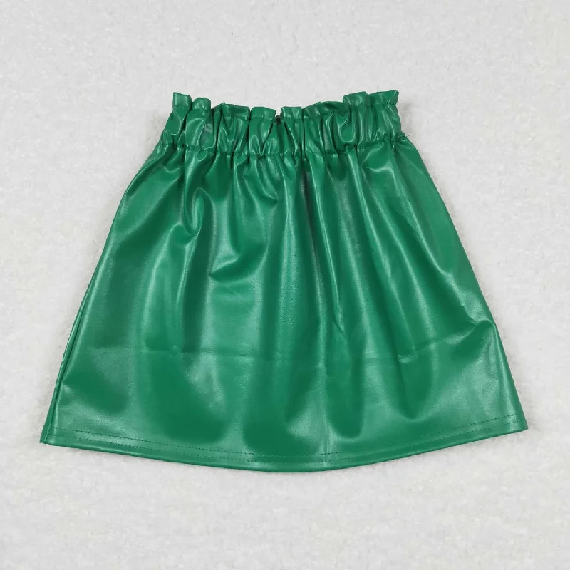 Sequined Dresses for Sparkle -GLK0018 girls green leather skirt