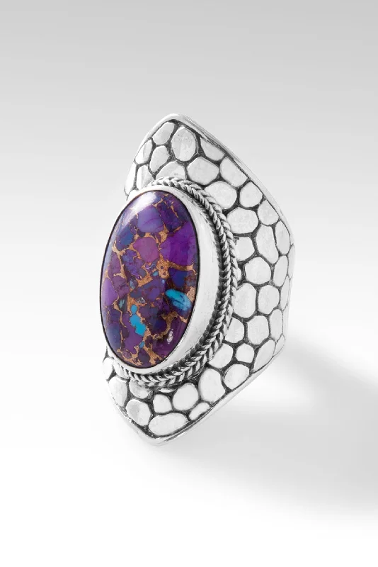 Women’s slim rings with pave sapphire accents -Embrace Joy Ring™ in Purple Mohave Kingman Turquoise