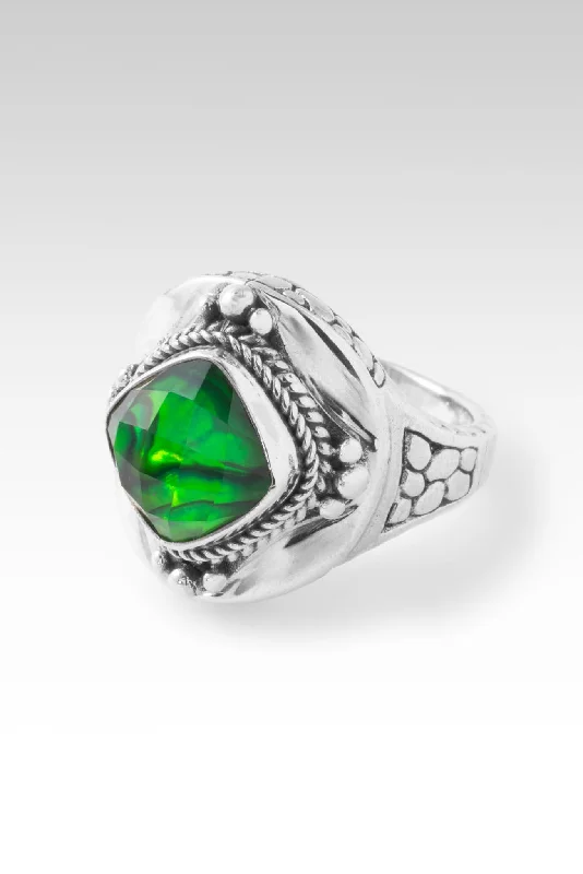 Women’s rings with starburst garnet for beauty -Heaven's Symphony Ring™ in Emerald Green Abalone & Quartz Triplet