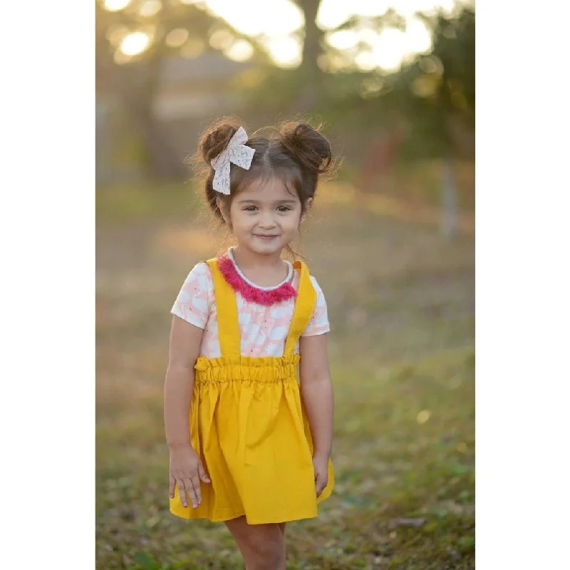 Ruffled Dresses for Girly -Mustard Yellow Suspender Skirt