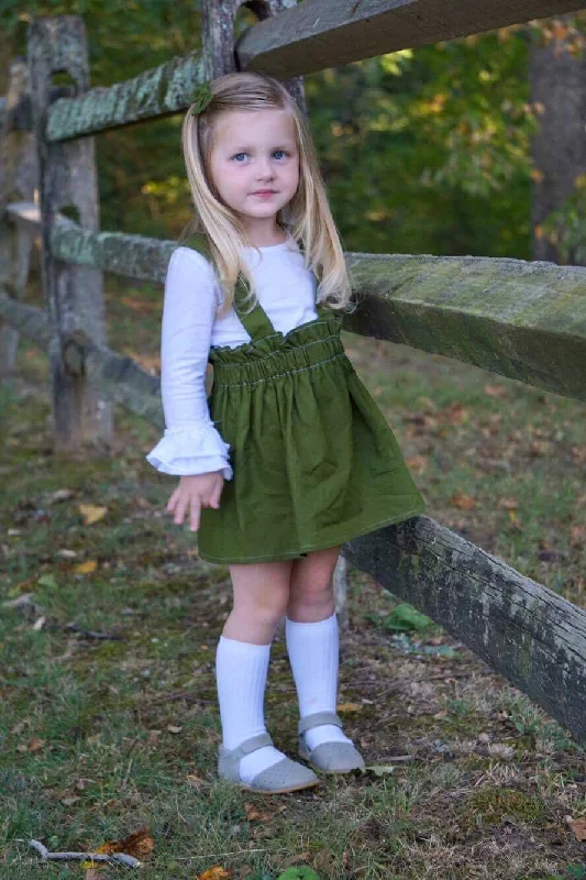 Casual Dresses for Everyday -Avocado Green Suspender Skirt