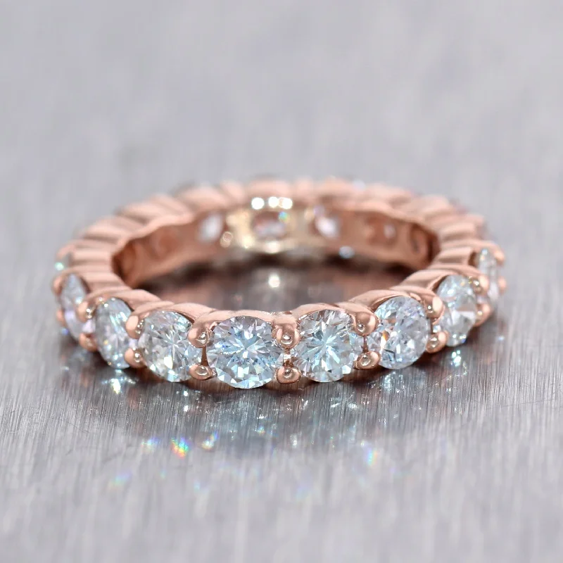 Women’s rings with bezel-set aquamarine gems -Modern 14k Rose Gold 2.51ctw Diamond Eternity Band Ring