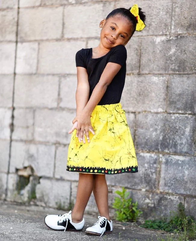 Mini Dresses for Youthful Look -Yellow Dots African Skirt Set