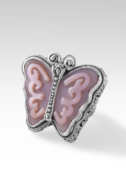 Women’s rings with sunstone gems for glow -Graceful Evolution Ring™ in Pink Mother of Pearl Butterfly