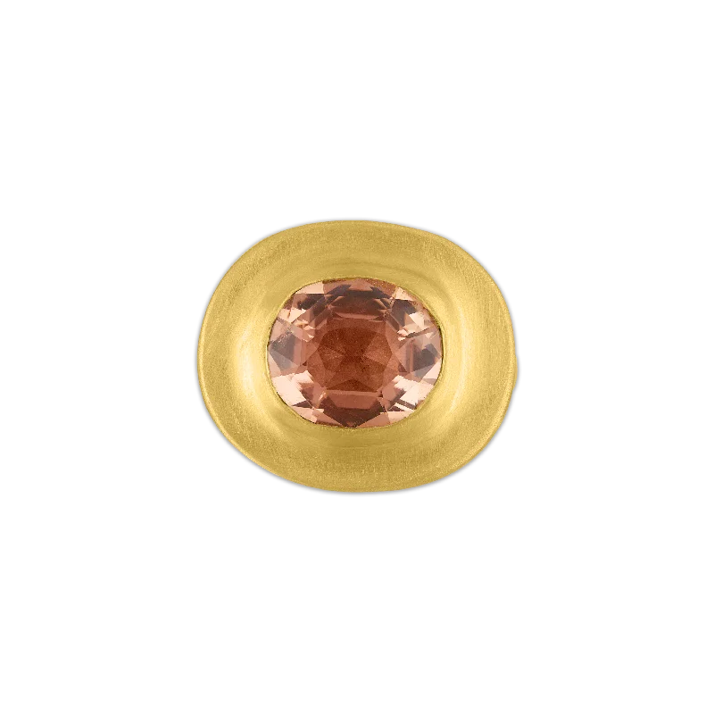 Women’s rings with citrine stones for warmth -Faceted Peach Tourmaline Masona Ring