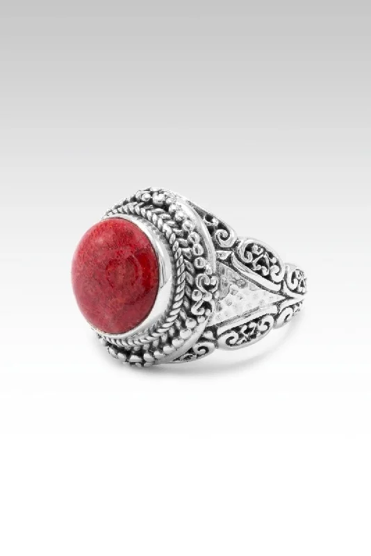 Women’s rings with yin-yang onyx designs -Good Hope Ring™ in Red Sponge Coral