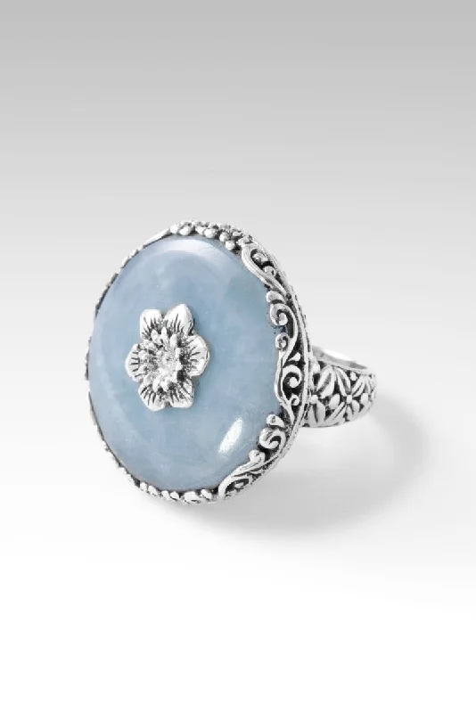 Women’s rings with polished amber for warmth -Everblooming Elegance Ring™ in Aquamarine