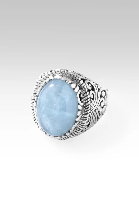 Women’s rings with intricate mandala engravings -Great is Faithfulness Ring™ in Aquamarine