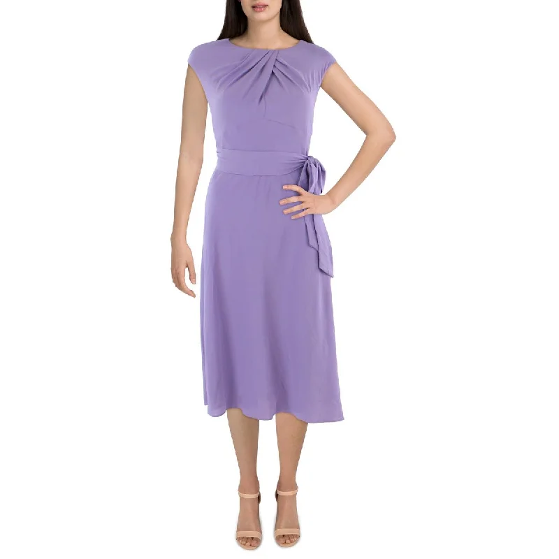 Wool Dresses for Warmth -Lauren Ralph Lauren Womens Crepe Cap Sleeve Midi Dress