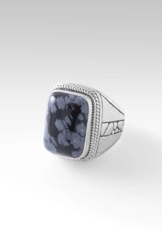 Women’s rings with faceted garnet for richness -Gracious Heart Ring™ in Snowflake Obsidian