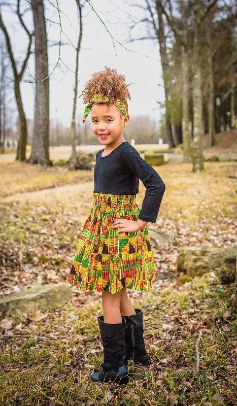 Maxi Dresses for Elegant Style -African Kente Skirt with Knotted Headband