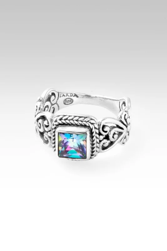 Women’s rings with polished jade for calm -Faithful Devotion Ring™ in Unicorn Dreams™ Mystic Topaz