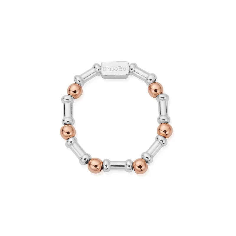 Women’s rings with twisted bands for style -Rose Gold Mixed Metal Rhythm of Water Ring