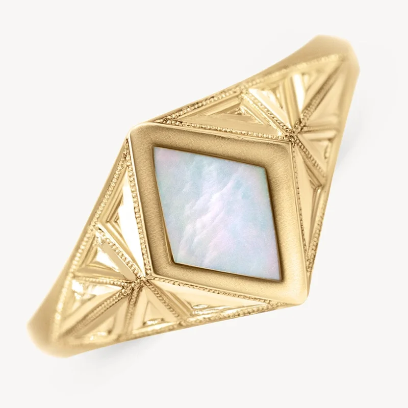 Women’s rings with labradorite for mystic flash -Quinn Mother of Pearl Ring