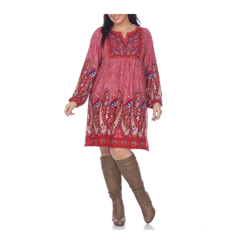 Capri Dresses for Playful -White Mark Womens Plus Paisley Mii Shirtdress