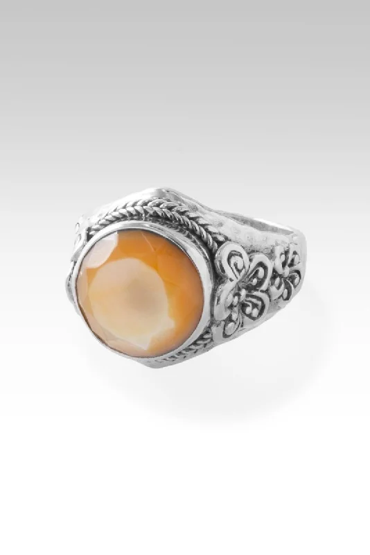 Women’s stretch rings for adjustable comfort fit -Flowers of Joy Ring™ in Yellow Mother of Pearl