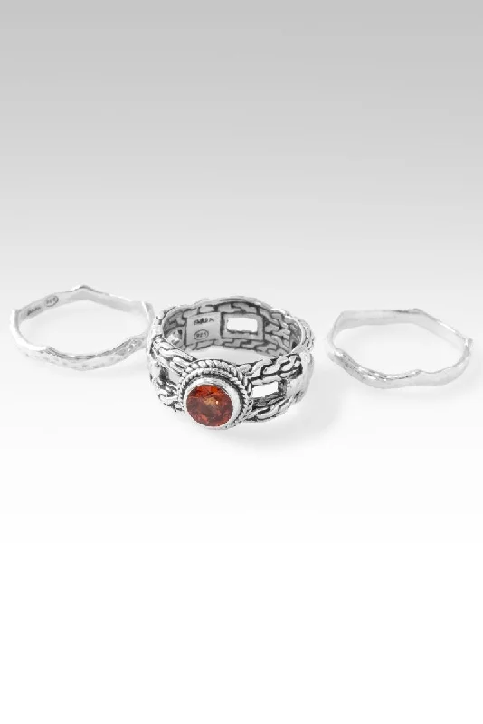 Women’s rings with star sapphire for glow -Armor Ring II Set of 3™ in Madagascar Orange Sapphire