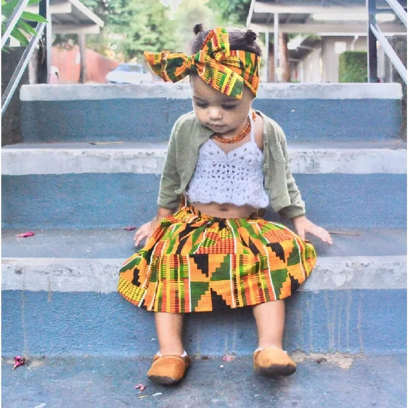 Leather Dresses for Luxury -African Kente Skirt and Head Wrap