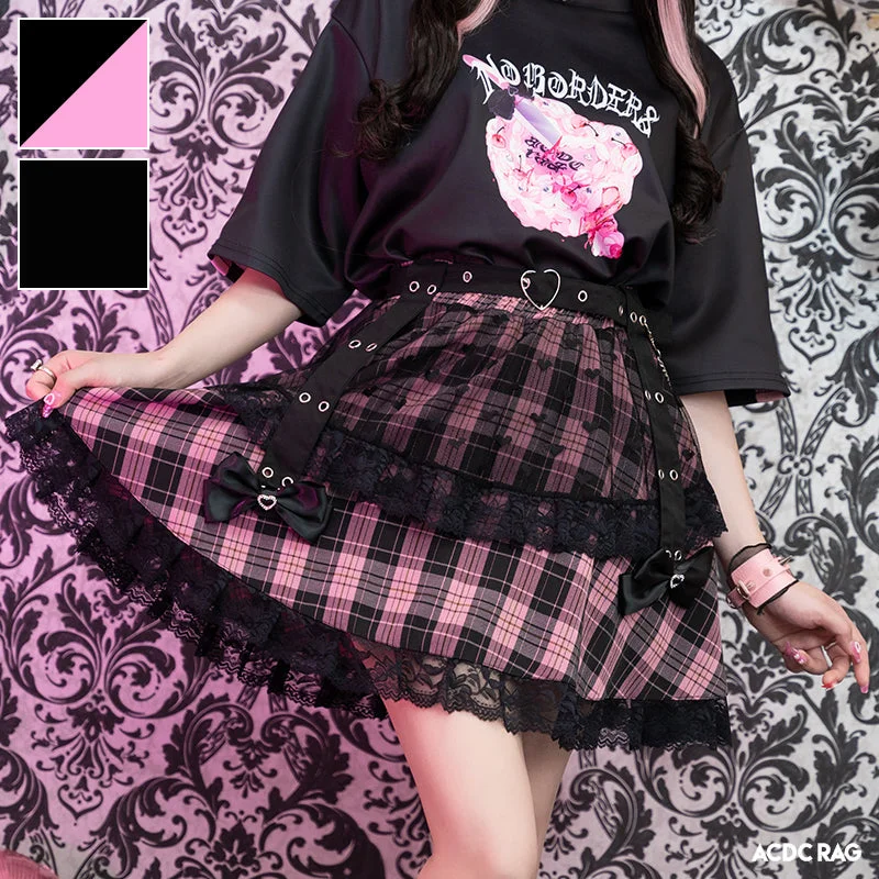 Embroidered Dresses for Detailed -ACDC RAG “Love Punk” pink skirt