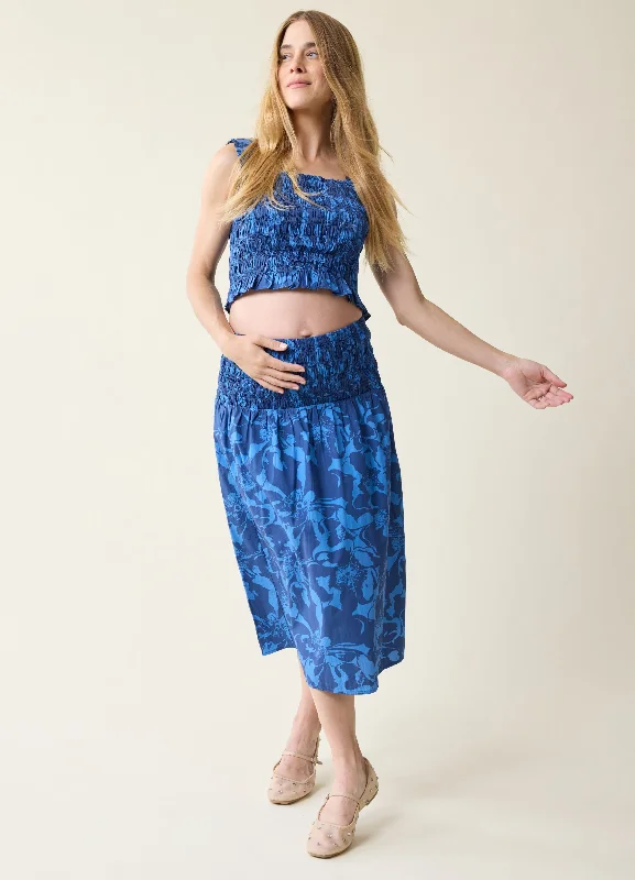 Birthday Dresses for Celebration -The Babymoon Every Day Blue Maternity Midi Dress Set