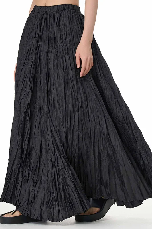 Casual Dresses for Everyday -Solid Color Pleated Midi Skirt