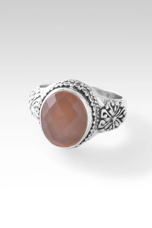 Women’s slim rings with pave sapphire accents -Honest Community Ring™ in Orange Moonstone