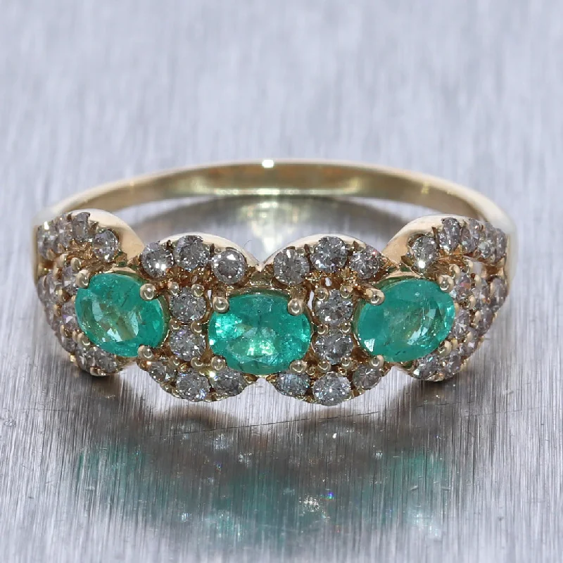 Women’s rings with engraved floral band patterns -LeVian 14k Yellow Gold 1.95ctw Natural Emerald & Nude Diamond Band Ring