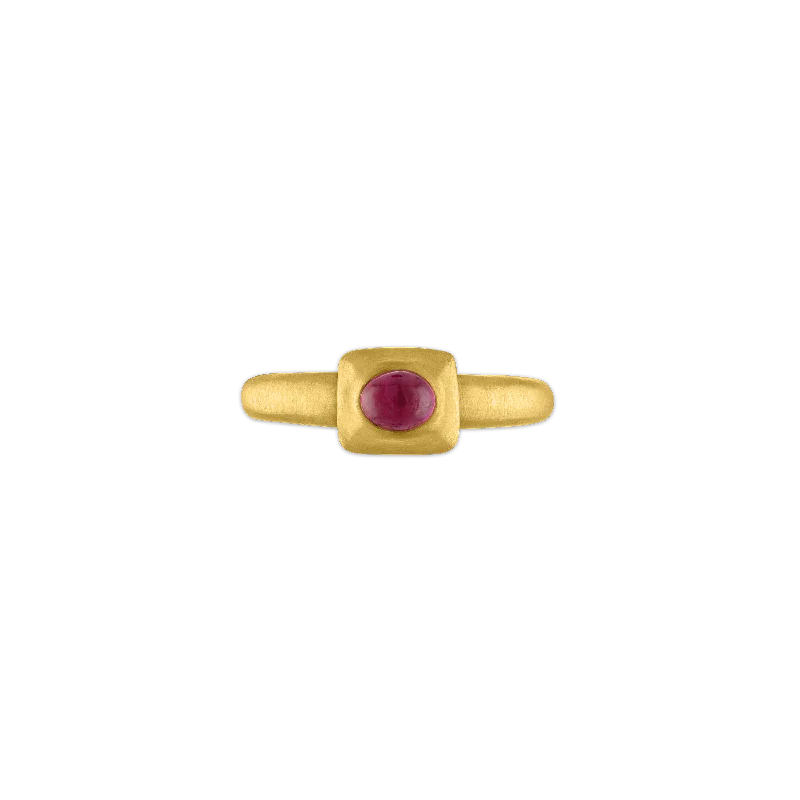 Women’s chunky rings with vibrant ruby inlays -Ruby Pinch Ring