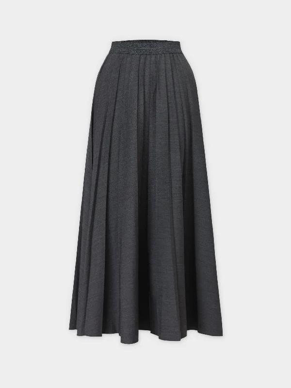 African Dresses with Culture -Pleated Skirt 37"-Black Denim