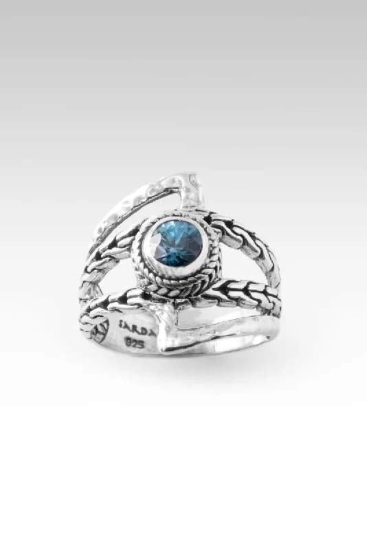 Women’s rings with shield-cut topaz stones -Blossoms of Grace Ring™ in Blue Zircon