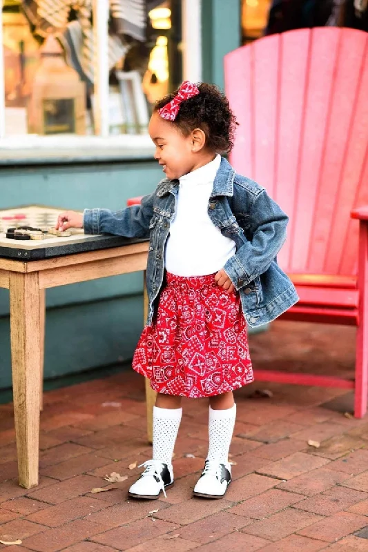 Lace Dresses for Delicate -Red Bandana Skirt and Hair Bow