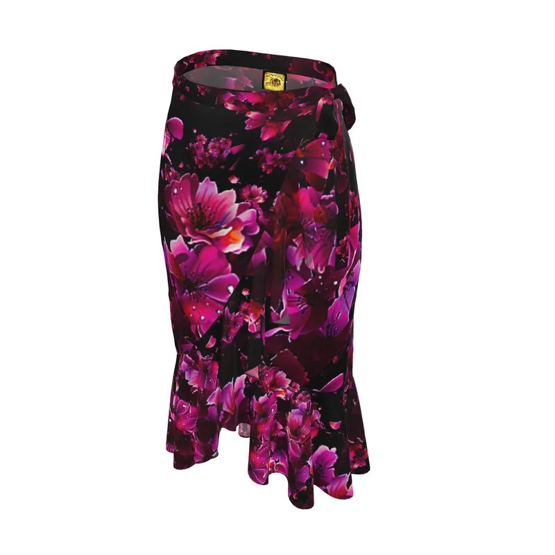 Indian Dresses with Intricacy -TRP Floral Print 02 Designer Flounce Wrap Midi Skirt