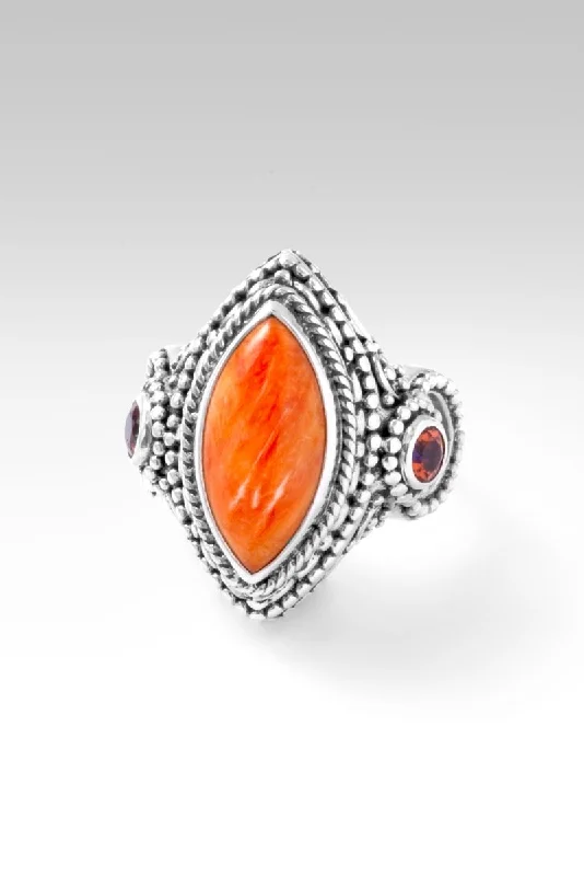 Women’s rings with raw turquoise for texture -Amazing Creation Ring™ in Orange Spiny Oyster