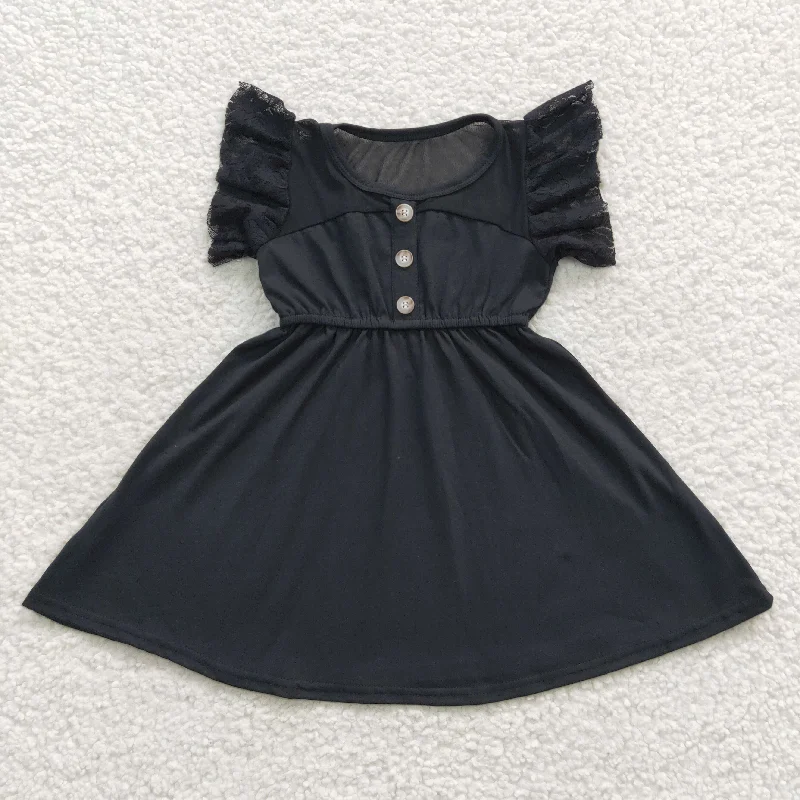 Formal Dresses for Occasions -Girl black short sleeve tulle dress GSD0429