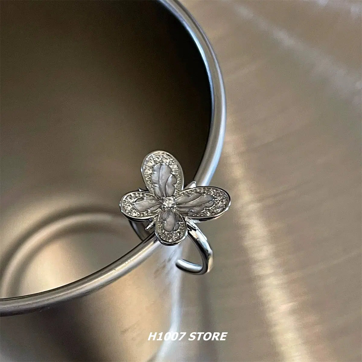 White Diamond Butterfly Ring