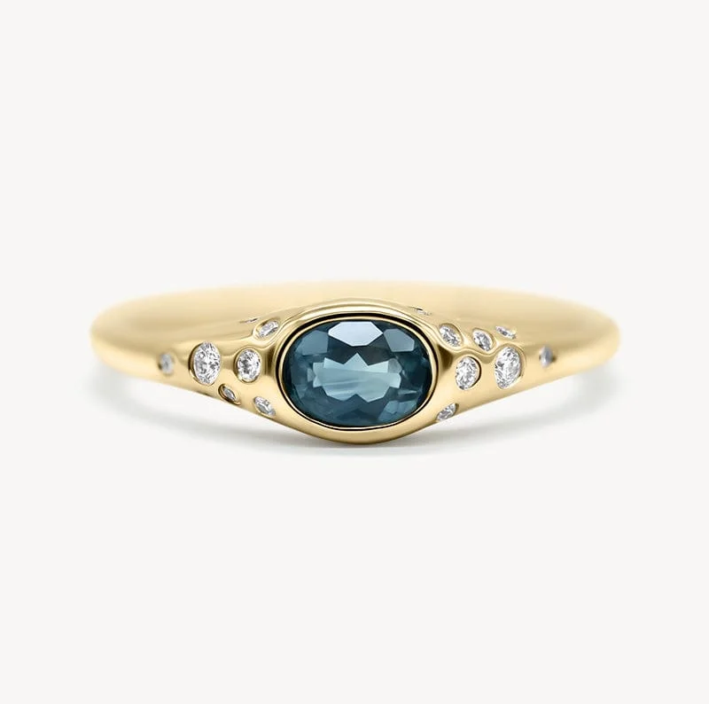 Women’s rings with smoky quartz for depth -Starry Montana Sapphire Bezel Ring