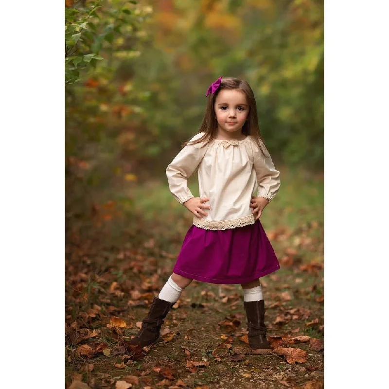 Zippered Dresses for Convenience -Girls Berry Boho Skirt and Bow Set